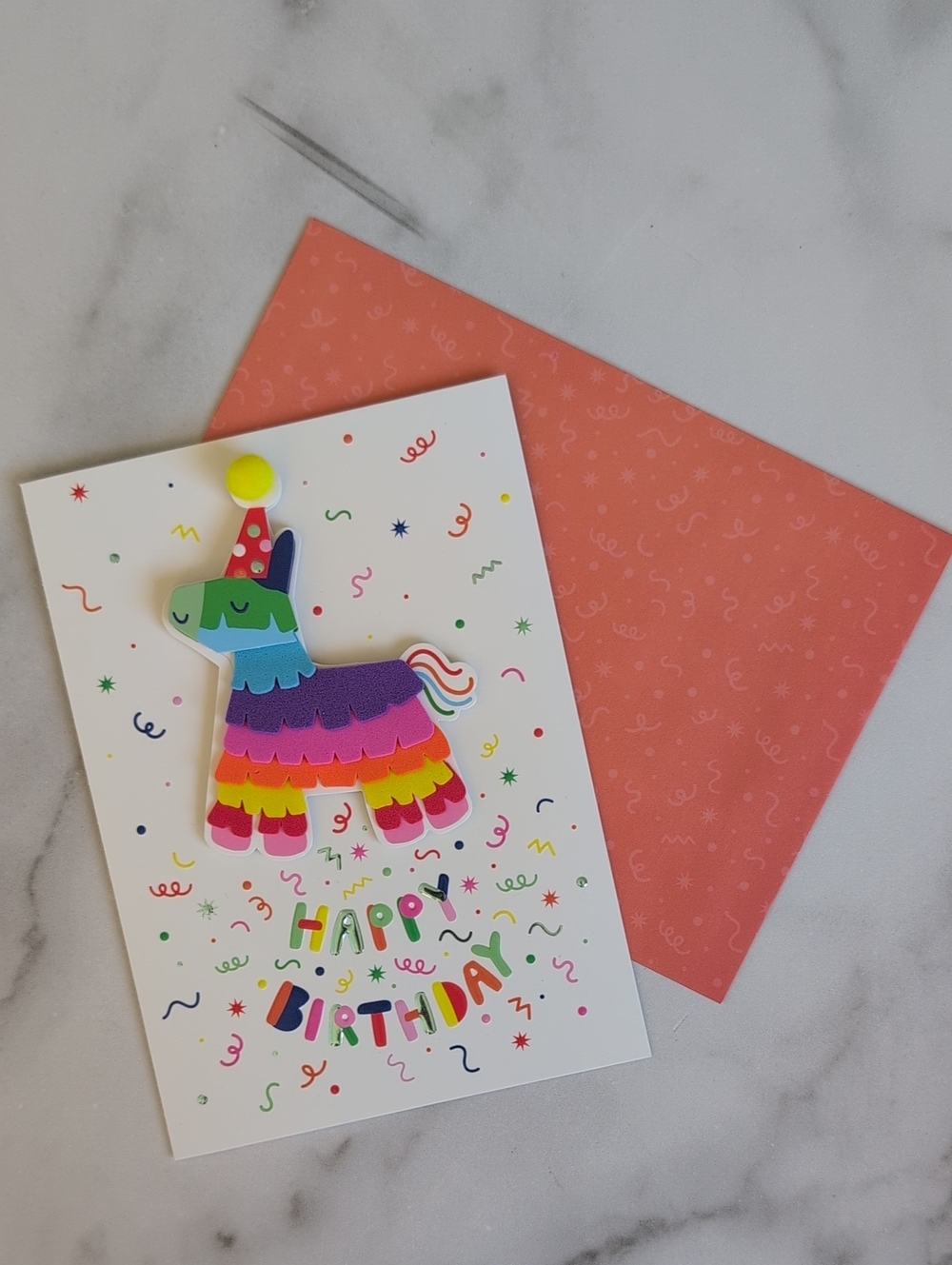 Rainbow Piñata Happy Birthday Card